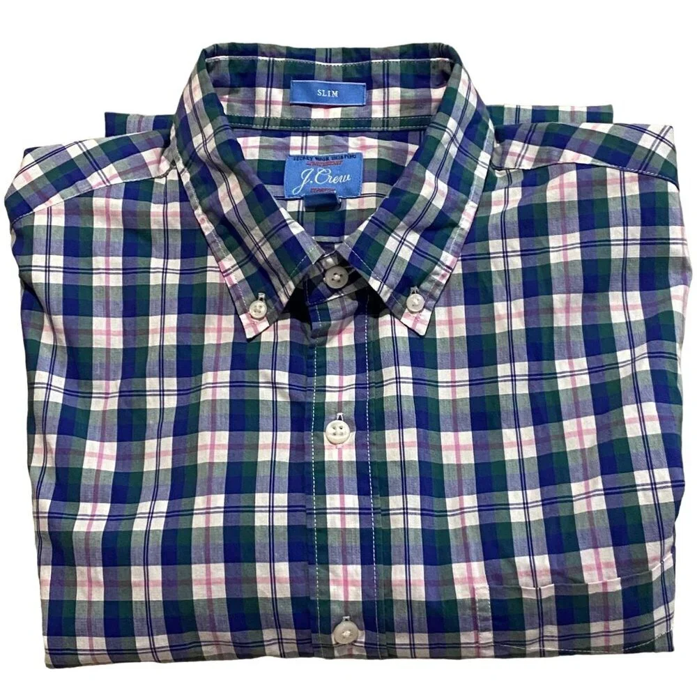 J Crew MENS BUTTON DOWN LONG SLEEVE SLIM‎ STRETCH SHIRTS MD